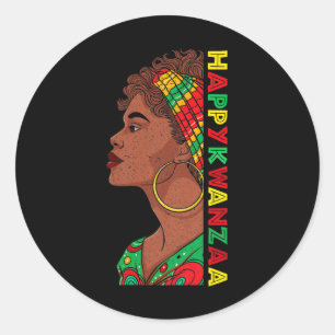 Adesivo Redondo Feliz Kwanzaa Sete Princípios Das Mulheres Kwanzaa