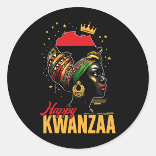 Adesivo Redondo Feliz Kwanzaa Sete Princípios Das Mulheres Kwanzaa