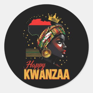 Adesivo Redondo Feliz Kwanzaa Sete Princípios Das Mulheres Kwanzaa