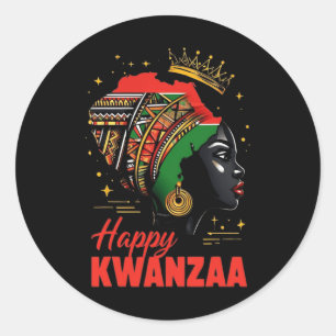 Adesivo Redondo Feliz Kwanzaa Sete Princípios Das Mulheres Kwanzaa