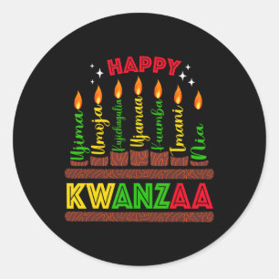Adesivo Redondo Feliz Kwanzaa Sete Princípios De Homens Kwanzaa