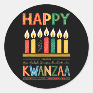 Adesivo Redondo Feliz Kwanzaa Sete Princípios De Homens Kwanzaa