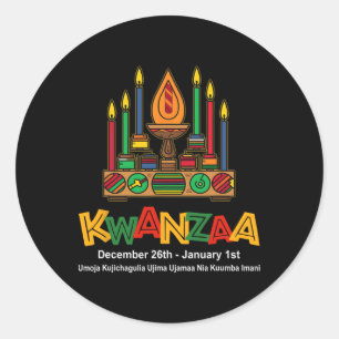 Adesivo Redondo Feliz Kwanzaa Sete Princípios De Kwanzaa - Kinara