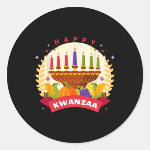 Adesivo Redondo Feliz Kwanzaa Sete Princípios De Kwanzaa Kinara M
