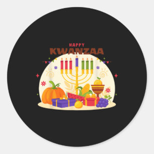 Adesivo Redondo Feliz Kwanzaa Sete Princípios De Kwanzaa Kinara M