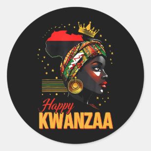 Adesivo Redondo Feliz Kwanzaa Sete Princípios Mulheres De Kwanzaa