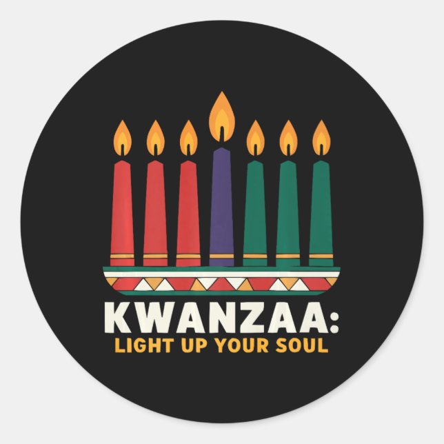 Adesivo Redondo Feliz Kwanzaa vela Africa Holiday African American (Frente)
