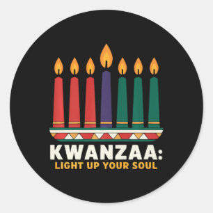 Adesivo Redondo Feliz Kwanzaa vela Africa Holiday African American