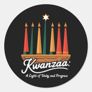 Adesivo Redondo Feliz Kwanzaa vela Africa Holiday African American