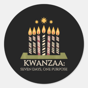 Adesivo Redondo Feliz Kwanzaa vela Africa Holiday African American