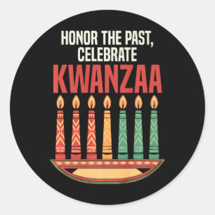 Adesivo Redondo Feliz Kwanzaa vela Africa Holiday African American