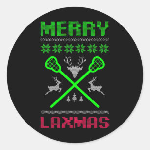 Adesivo Redondo Feliz Laxmas Ugly Design Lacrosse Natal