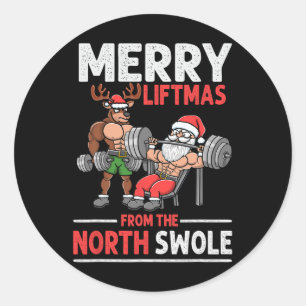 Adesivo Redondo Feliz Liftmas Do Peso Dos Papais noeis Musculares 