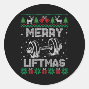 Adesivo Redondo Feliz Liftmas Engraçado Malhação de Workout de Nat