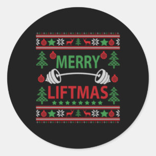 Adesivo Redondo Feliz Liftmas Ugly Gym Workout