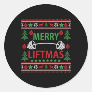 Adesivo Redondo Feliz Liftmas Ugly Gym Workout