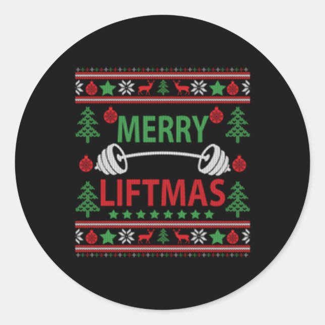 Adesivo Redondo Feliz Liftmas Ugly Gym Workout (Frente)