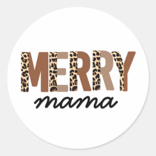Adesivo Redondo "Feliz Mama" Moderna Bloqueio de Cor Leopard Boho