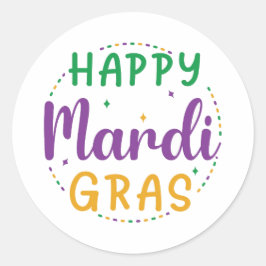 Adesivo Redondo Feliz Mardi Gras