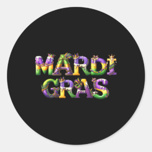 Adesivo Redondo Feliz Mardi Gras 2025 New Orleans Fleur De Lis Mas