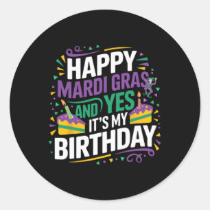 Adesivo Redondo Feliz Mardi Gras Sim Minha Festa De Aniversário