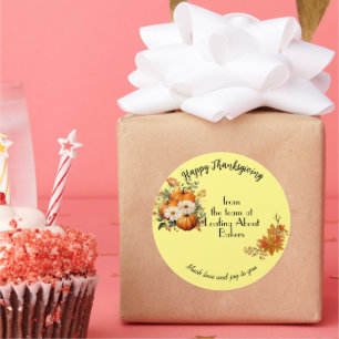 Adesivo Redondo Feliz Marketing Comercial de Ação de Graças/outono