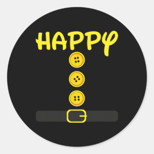 Adesivo Redondo Feliz Matriz da Família de Cores de Figuras do Dia