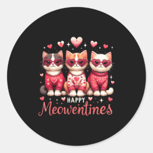 Adesivo Redondo Feliz Meowentines Engraçado Fofo Dia dos Namorados