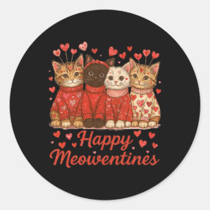 Adesivo Redondo Feliz Meowentines Fofo Dia dos Namorados Amante de