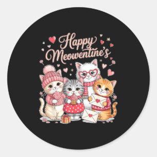 Adesivo Redondo Feliz Meowentines Fofo Dia dos Namorados Amantes d