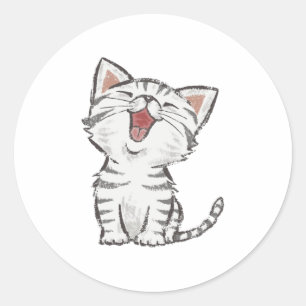 Adesivo Redondo Feliz Mewing Kitten