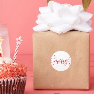 Adesivo Redondo FELIZ MODERN caligrafia festiva brilha vermelho