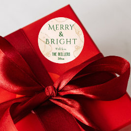 Adesivo Redondo Feliz moderna e Brilho simples e giro Natal