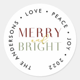 Adesivo Redondo Feliz moderna e família de Natal brilhante