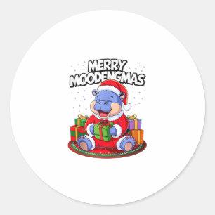 Adesivo Redondo Feliz Moo Deng Moodengmas Bebê Hippo Chr