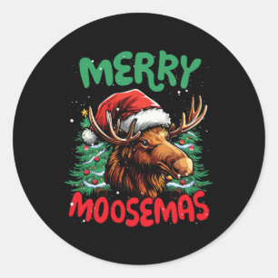 Adesivo Redondo Feliz Moosemas Engraçado Pato de Natal