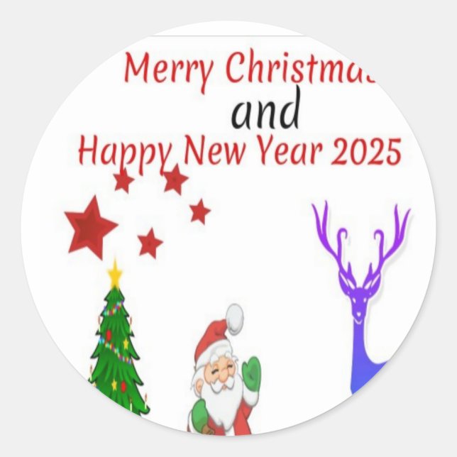 Adesivo Redondo Feliz Natal 2024 (Frente)