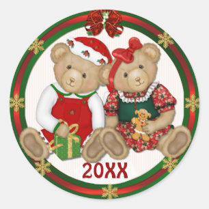 Adesivo Redondo Feliz Natal 20XX de Beary