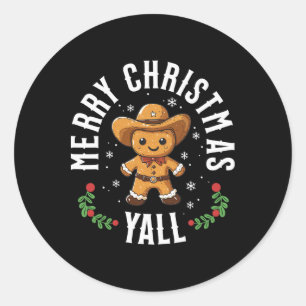 Adesivo Redondo Feliz Natal a todos Gingerbread Cowboy Cumprimento