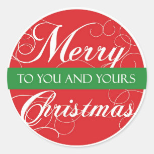 Adesivo Redondo Feliz Natal a você & a seus