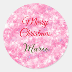 Adesivo Redondo Feliz Natal adiciona nome vermelho brilho