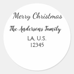 Adesivo Redondo Feliz Natal adicionar nome da família endereço nom