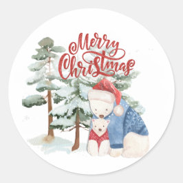 Adesivo Redondo Feliz Natal Adorável Design de Férias