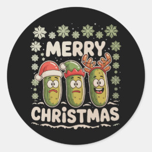 Adesivo Redondo Feliz Natal Amante de Pepino Luzes de Natal Feio