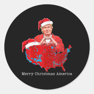 Adesivo Redondo Feliz Natal América Donald Trump Cobertura Xmas