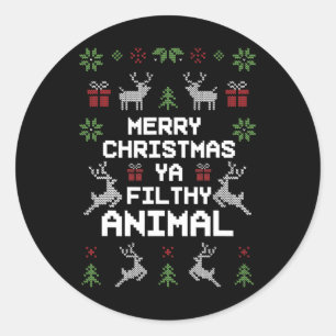 Adesivo Redondo Feliz Natal Animal Sujo Ya