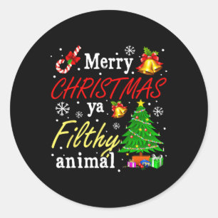 Adesivo Redondo Feliz Natal Animal Sujo Ya Engraçado Família Xmas
