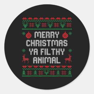 Adesivo Redondo Feliz Natal Animal Sujo Ya Xmas Family Pajam