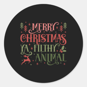Adesivo Redondo Feliz Natal Animal Sujo Ya Xmas Pajama Ugly