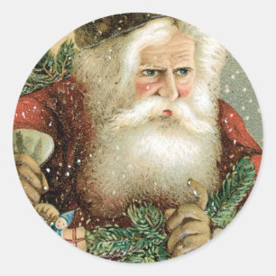 Adesivo Redondo Feliz Natal antiquado Papai Noel